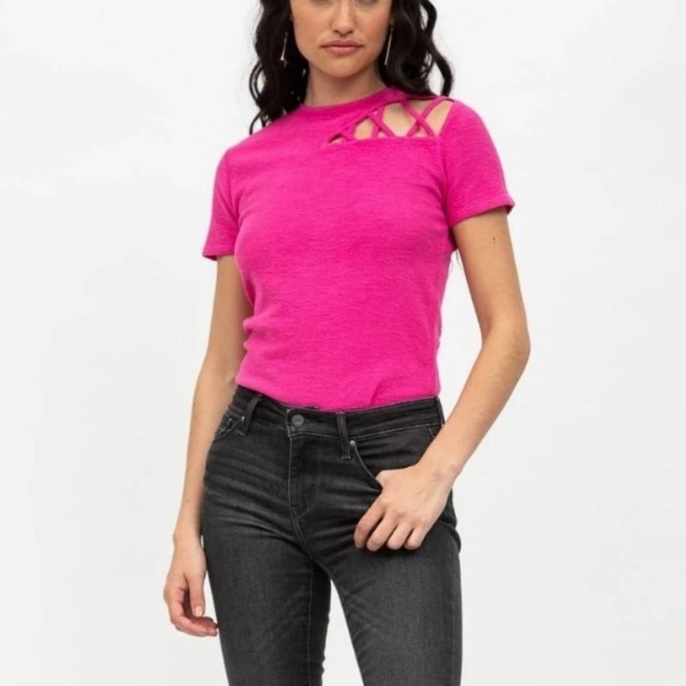 n:Philanthropy Irene Pink Fuchsia Cut Out Bodysuit Size Small NWT